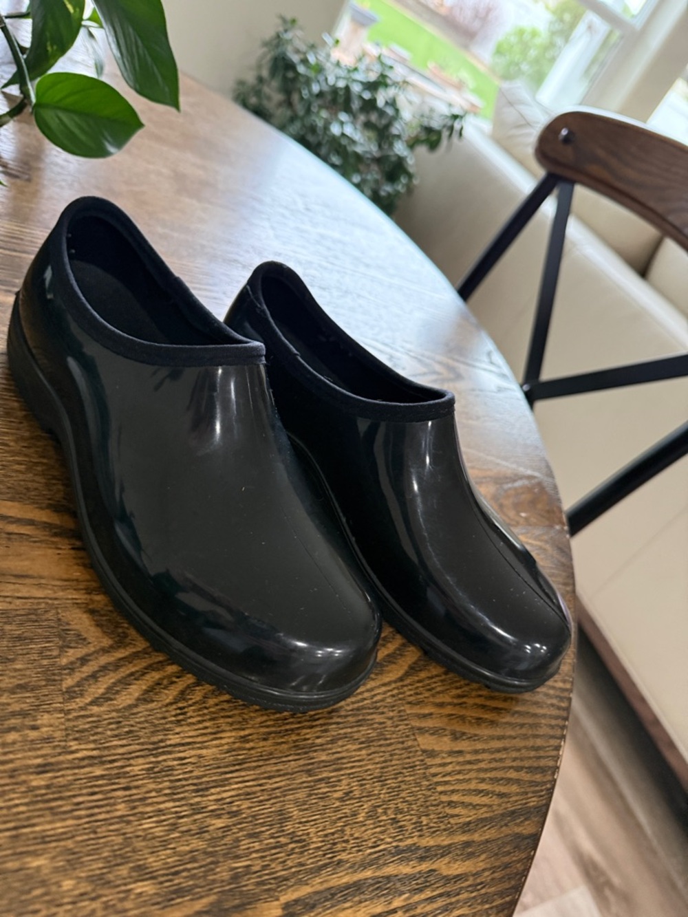 Black Slip-On Rain Clog Shoes